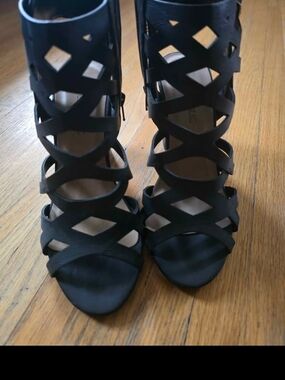 Brand NEW Black Strappy Cutout High Heel Sandals